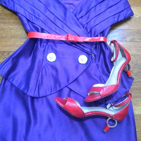 Vintage Glamour WATTERS 2pc 80s Royal Purple Evening Suit🔥VTG Skirt Set - Picture 2 of 15